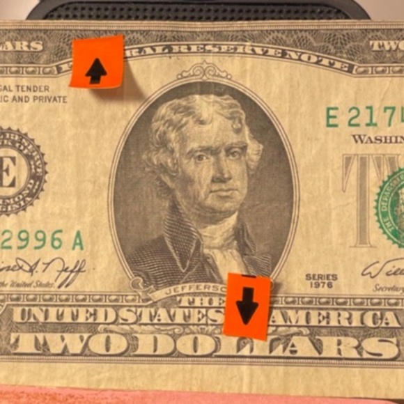 1976 Miscut/Misaligned Top Error $2 Circulated D #205866198537 - Picture 1 of 6